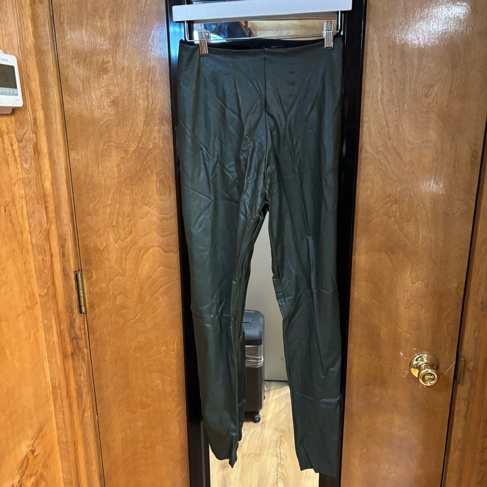 Commando Faux Leather Leggings Dark Green Size Large NWT